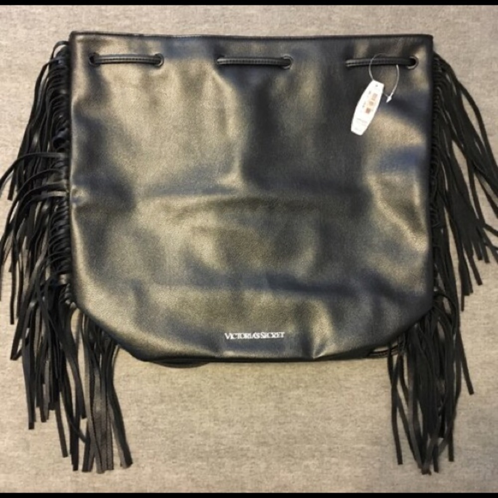 Victoria’s Secret Black Fringed Backpack